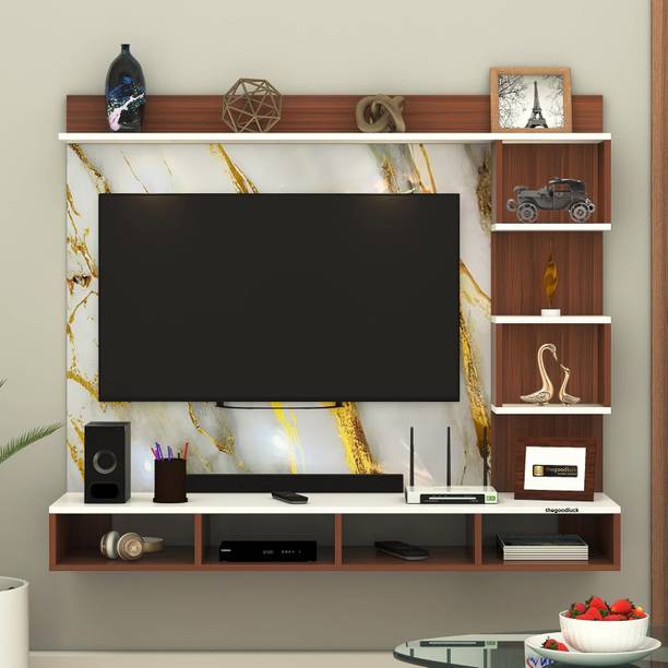 TheGoodLuck 32 to 65 Inches TV Stand TV Unit Back Side UV Marble Design Self Adhesive Sheet Engineered Wood TV Entertainment Unit