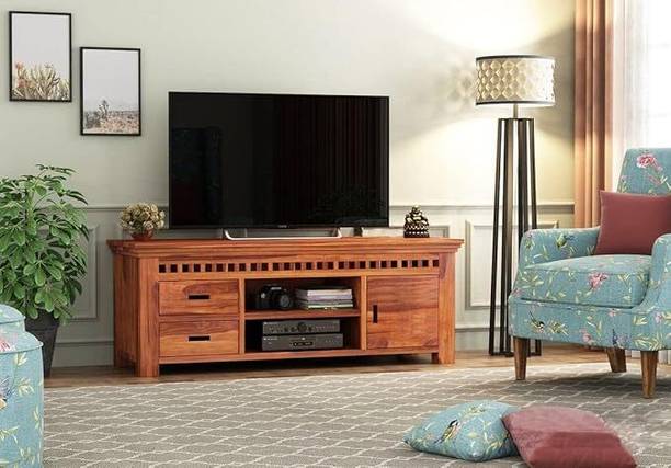 Rajasthali Wood Decor Wood TV Entertainment Unit For Home\Office Area, TV Cabinet Open & Close Storage Solid Wood TV Entertainment Unit