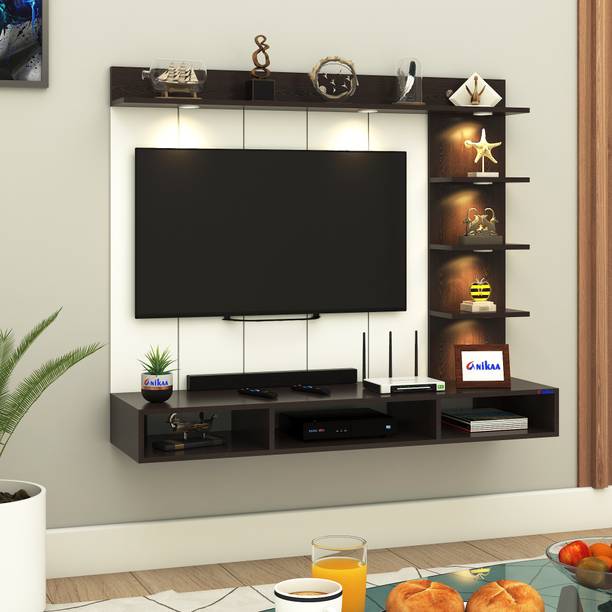 FURNIWUD Ryder Wall-Mount TV Unit with PVC Back Panel & LED Lights Ideal for 43 Inch TV Engineered Wood TV Entertainment Unit
