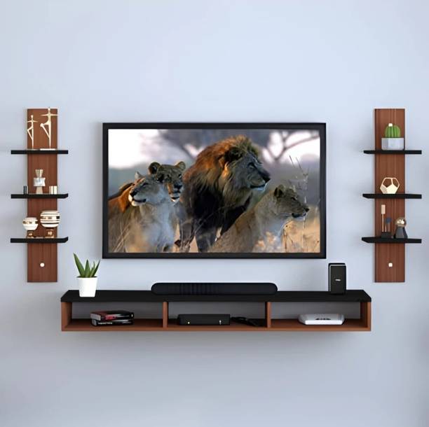 K K HANDICRAFTS Modern Wall Mounted TV Entertainment Unit with Floating Shelf & Decorative Engineered Wood TV Entertainment Unit