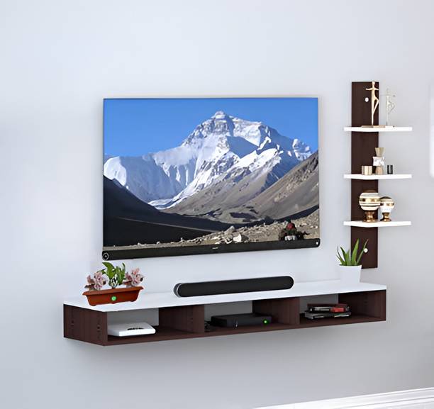 Livster Elegant MDF Entertainment Console With Ample Storage Shelves Engineered Wood TV Entertainment Unit