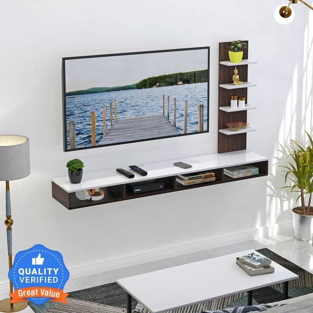 BLUEWUD Primax TV Unit with Storage Shelves for Decor Display Upto 50 Inches Engineered Wood TV Entertainment Unit