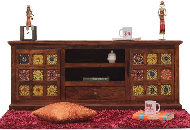 Rajasthali Wood Decor Wood TV Entertainment Unit For Home\Office Area, TV Cabinet Open & Close Storage Solid Wood TV Entertainment Unit