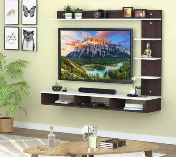 MD Furniturs 39 INCH BROWN WHITE Engineered Wood TV Entertainment Unit