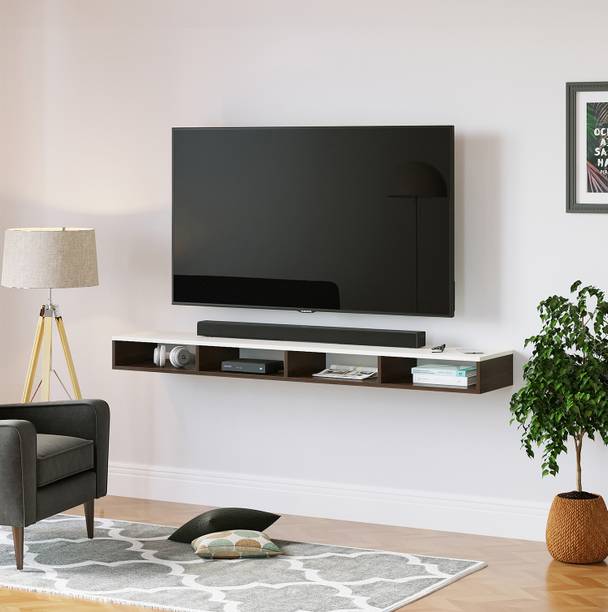 BLUEWUD Primax Solo TV Unit with Storage Shelves for Decor Display Upto 50 Inches Engineered Wood TV Entertainment Unit