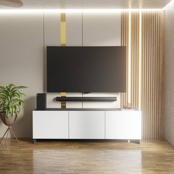 Ansicraft Modern 3 Door TV Cabinet for Living Room Bedroom with Closed Storage Cabinets Engineered Wood TV Entertainment Unit