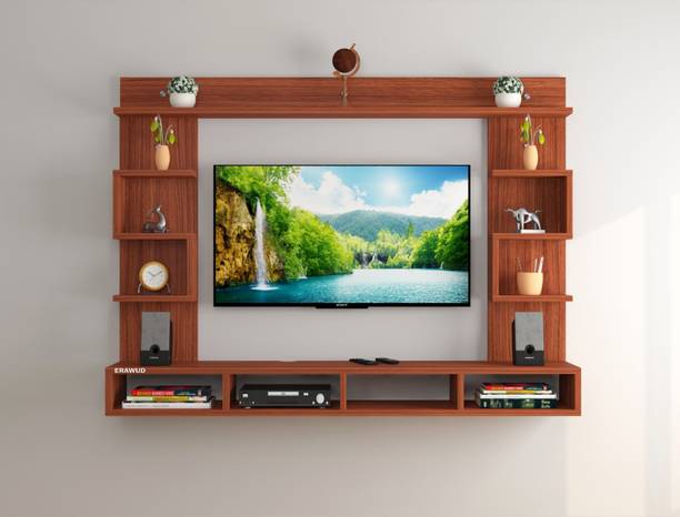 Odestar TV Unit for Living Room Wall Mounted TV Stand with Shelves Fits Upto 55 Inch TVs Engineered Wood TV Entertainment Unit