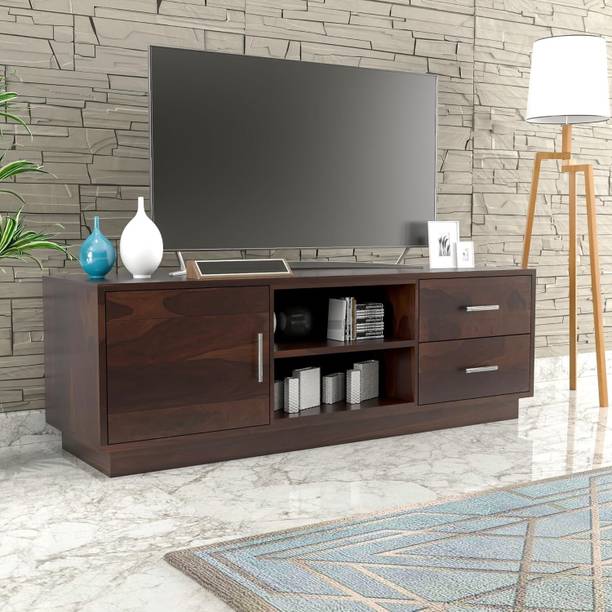 Deshnok Art Solid Sheesham Wood TV Cabinet With Storage For Living Room / Bedroom Solid Wood TV Entertainment Unit