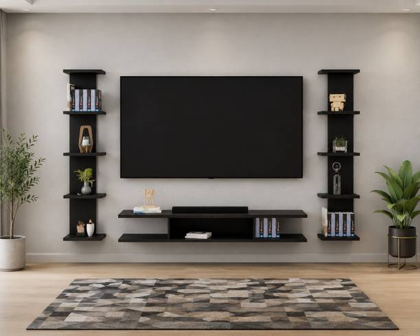 Livster 55 Inch Tv Cabinet Modern Wooden Floating TV Unit Engineered Wood TV Entertainment Unit