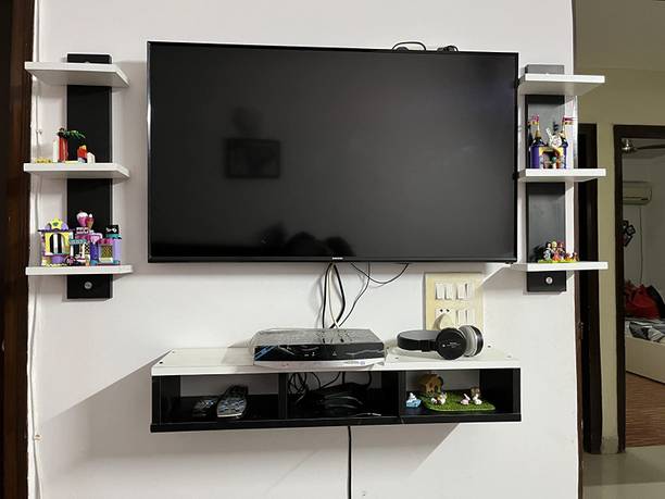LIBRATRADER BLACK & WHITE Engineered Wood TV Entertainment Unit