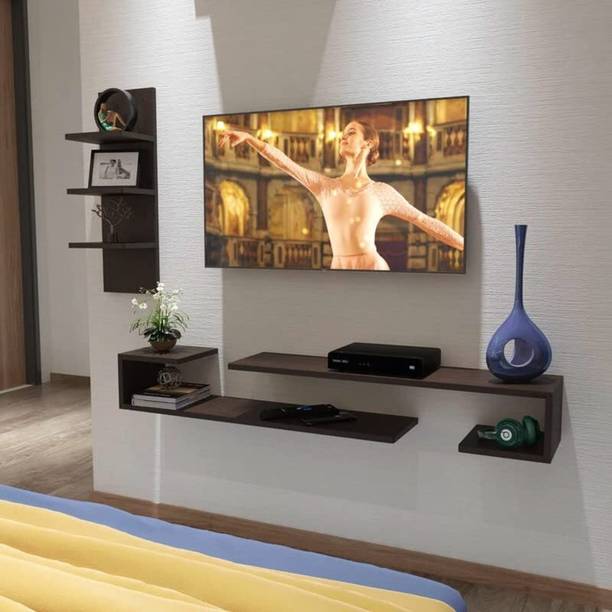 ESTANTERIA Black Stack Engineered Wood TV Entertainment Wall Unit Engineered Wood TV Entertainment Unit