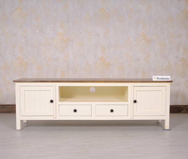 Woodefly Woodefly Solid Mango Wood Tv cabinet-2 Doors and 2 Drawers Solid Wood TV Entertainment Unit