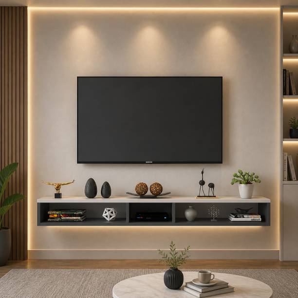 bhartiye enterprises Modern Wall Mounted Floating TV Unit Entertainment Console for Living RoomShelf Engineered Wood TV Entertainment Unit
