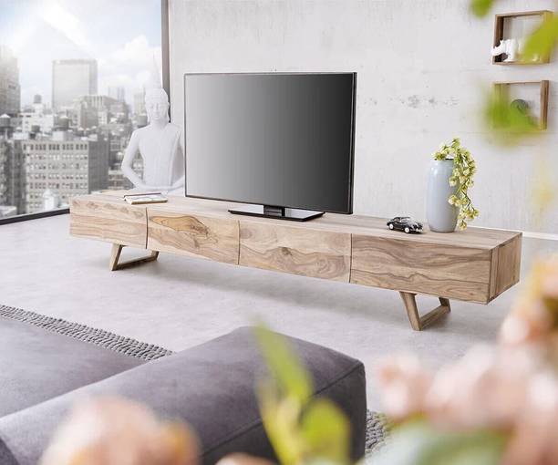 WOODSTAGE Solid Wood TV Entertainment Unit