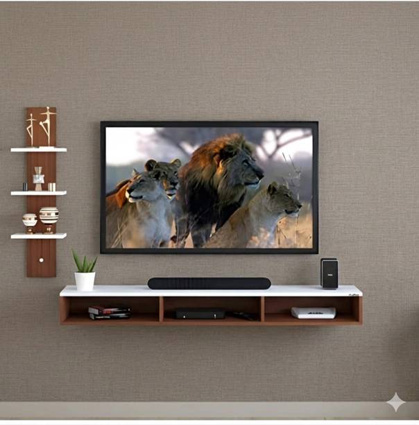 bhartiye enterprises Modern Floating TV Cabinet Wall Shelf Unit for Living Room, Bedroom & Office Engineered Wood TV Entertainment Unit