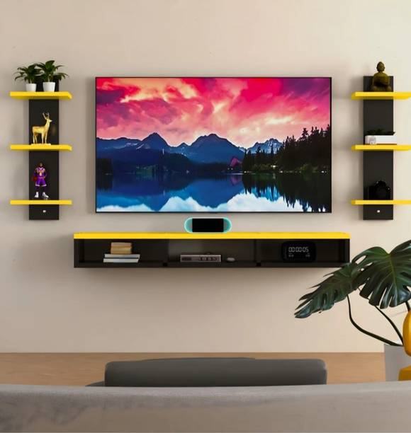 K K HANDICRAFTS Modern Wall Mounted TV Entertainment Unit with Floating Shelf & Decorative Engineered Wood TV Entertainment Unit