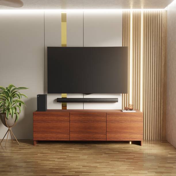 Spyder Craft Modern 3 Door TV Cabinet for Living Room Bedroom with Closed Storage Cabinets Engineered Wood TV Entertainment Unit