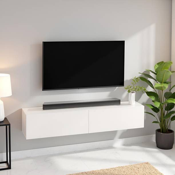 FURNEASER Stand Showcase LED Cabinet TV Table for 55", Engineered Wood TV Entertainment Unit