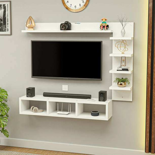 HOMESTIC 1 Pcs Engineered Wood 32 Inch Wall Mount Tv Unit/Rack/Frame Furniture | White Engineered Wood TV Entertainment Unit