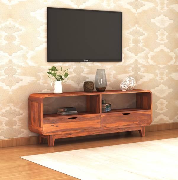 SAVITRIDECOR Sheesham Wood Tv unit with 2 drawers ,shelfs for Home | Living Room | Hotel Solid Wood TV Entertainment Unit