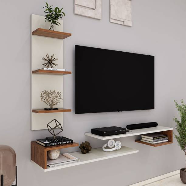 HOMEEASY Wood Tv Unit for Living Room Floor Standing Tv Cabinet with Storage Shelf Engineered Wood TV Entertainment Unit