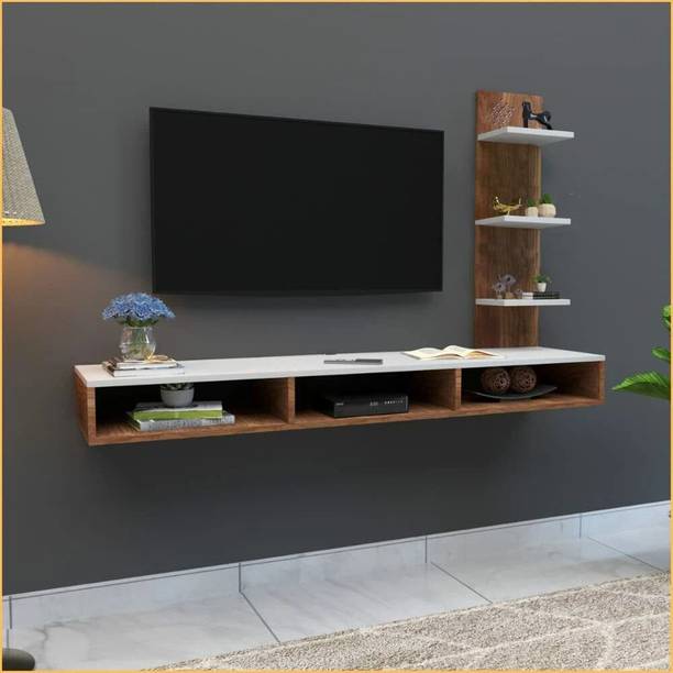 icrush Engineered Wood L Shape TV Entertainment Unit TV Cabinet with Wall Shelves Engineered Wood TV Entertainment Unit