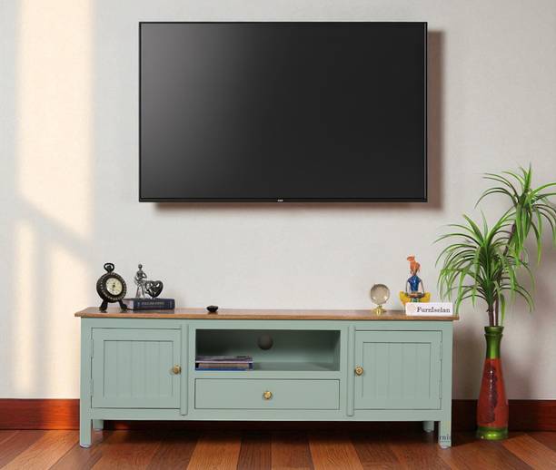 Woodefly Woodefly Solid Mango Wood Tv cabinet-2 Doors and 1 Drawer Solid Wood TV Entertainment Unit