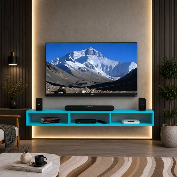 uniq aura Modren Wall Mounted Floating TV Entertainment Unit with Open Storage Shelf Engineered Wood TV Entertainment Unit