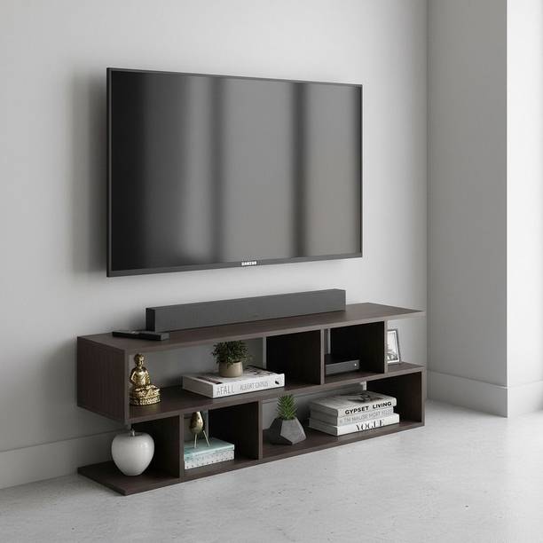 FURNEASER Cosco TV Table, LED Cabinet, Stand for 43" TV, Engineered Wood TV Entertainment Unit
