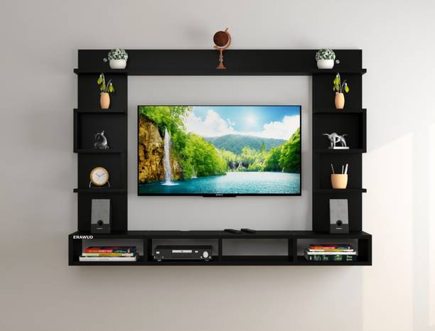 Odestar TV Unit for Living Room Wall Mounted TV Stand with Shelves Fits Upto 55 Inch TVs Engineered Wood TV Entertainment Unit