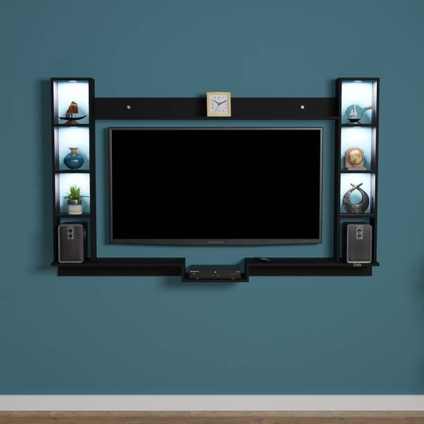 Das Darcy LED Light Installed Tv Rack Set to Box Stand with Wall Shelve Engineered Wood TV Entertainment Unit