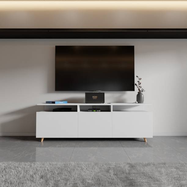 Divysa Berlin Tv Unit with Open Shelving – Ideal for Living Room, Bedroom Engineered Wood TV Entertainment Unit