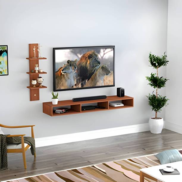 Livster Elegant MDF Entertainment Console With Ample Storage Shelves Engineered Wood TV Entertainment Unit