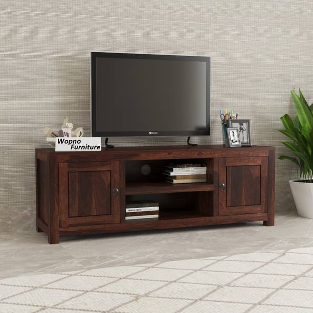 Wopno Furniture Sheesham Wooden TV Unit for Living Room | Solid Wood TV Stand for Home Solid Wood TV Entertainment Unit