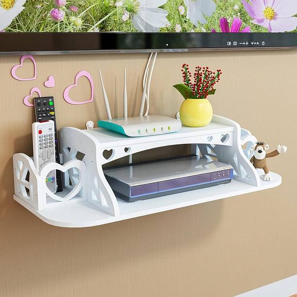 SS ARTS Floating Storage Organiser Set Top Box Holder and WiFi Organiser Engineered Wood TV Entertainment Unit