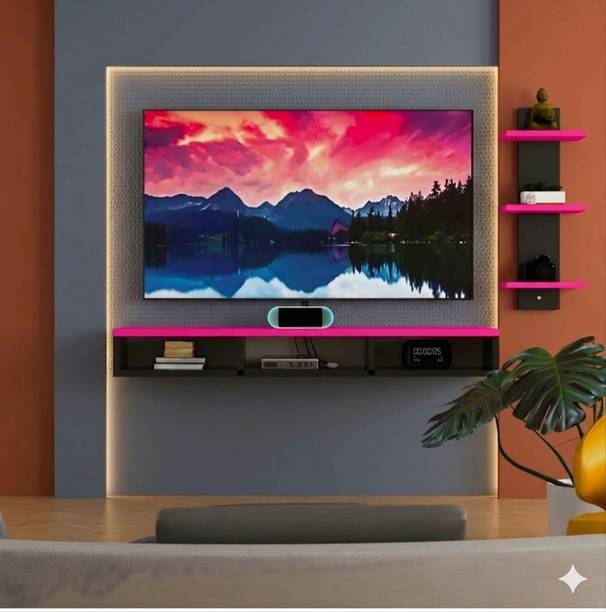 uniq aura Premium TV Entertainment Unit Wall Mounted TV Console Shelf with Decorative Engineered Wood TV Entertainment Unit