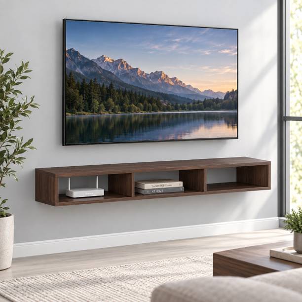 SAMYX Wood Wall Mounted TV Unit with 3 Open Compartments for 32, 40 and 43 Inch TV Engineered Wood TV Entertainment Unit