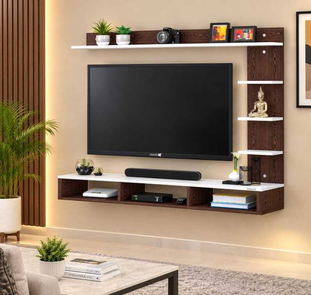 PNDG Modern Wall Mounted TV Unit with Storage & Premium Wooden Finish for Living Room Engineered Wood TV Entertainment Unit