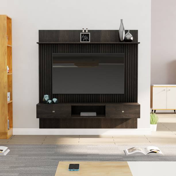 Hexa Red Wall Mount TV Unit for Living Room, Bedroom Unit Cabinet Ideal for TV Upto 65" Engineered Wood TV Entertainment Unit