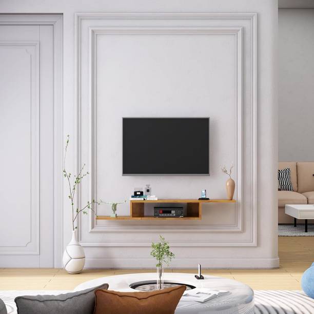 Hexa Red Wall Mount TV Unit for Living Room, Bedroom Unit Cabinet Ideal for TV Upto 65" Engineered Wood TV Entertainment Unit