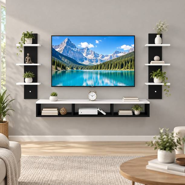 Artival Crafts Wall Mounted TV Entertainment Unit with Dual Display Shelves Engineered Wood TV Entertainment Unit