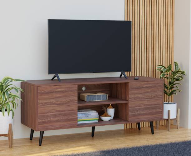 Aspirata Furniture TV Unit With Storage Shelves for Books & Décor Upto 55 Inches TV | Engineered Wood TV Entertainment Unit
