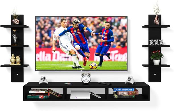 Wooden Mystique TV Unit Black Engineered Wood TV Entertainment Unit