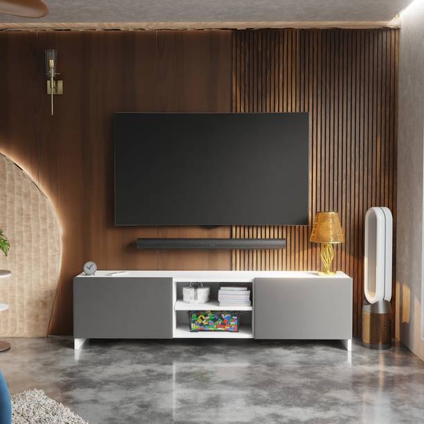 Ansicraft Modern TV Cabinet for Living Room with Storage Shelves and Closed Cabinets Engineered Wood TV Entertainment Unit