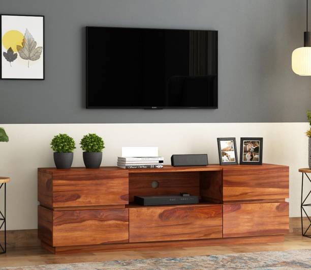 AMBICA WOODMART Solid Sheesham Wood T.V Unit with Storage, Wooden T.V Cebinet Solid Wood TV Entertainment Unit