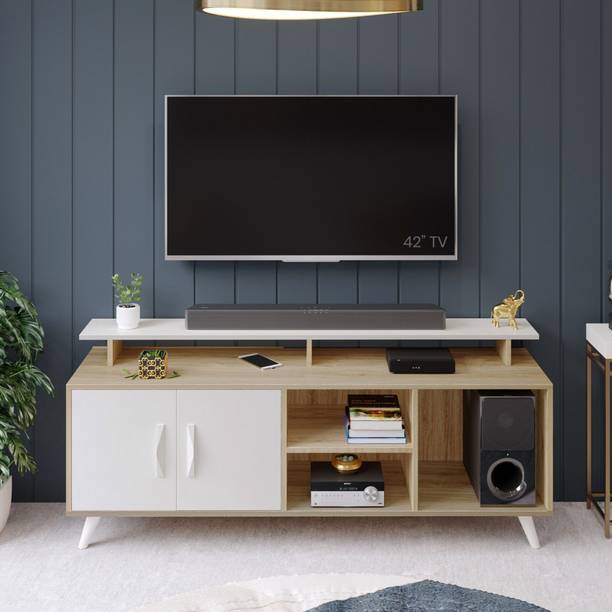 BLUEWUD Skiddo TV Cabinet with Shelves for Set Top Box Stand & Décor Display Engineered Wood TV Entertainment Unit