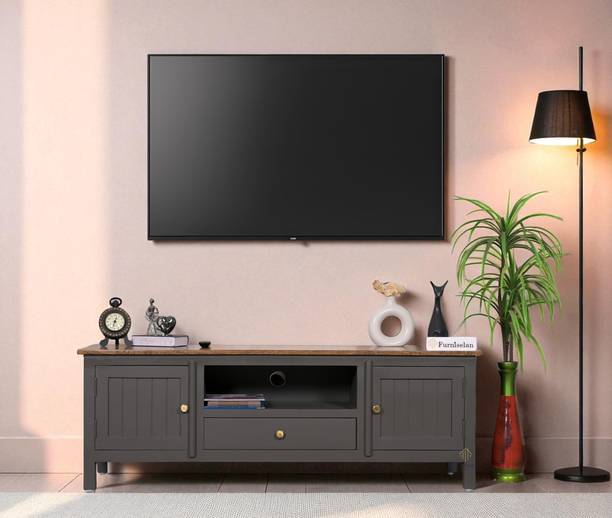 Woodefly Woodefly Solid Mango Wood Tv cabinet-2 Doors and 1 Drawer Solid Wood TV Entertainment Unit