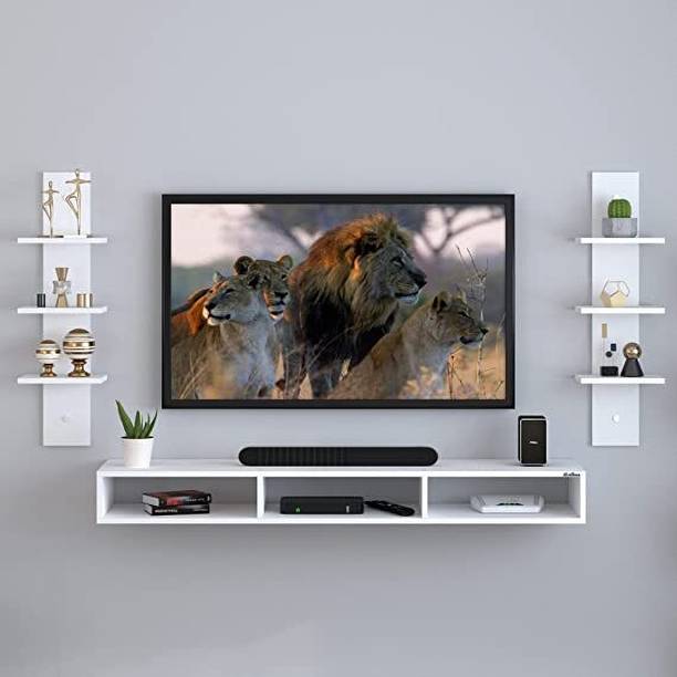 K K HANDICRAFTS Wooden Wall Mounted TV Entertainment Unit & Wall Decor Shelves Engineered Wood TV Entertainment Unit