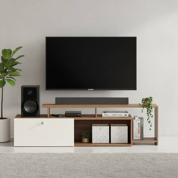 FURNEASER Dexon TV Stand with Door | Tv Table Cabinet | Tv Stand for 55" Engineered Wood TV Entertainment Unit
