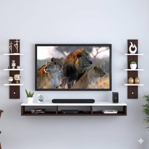 HOORENTERPRISES BROWN WHITE TV CABINET Engineered Wood TV Entertainment Unit